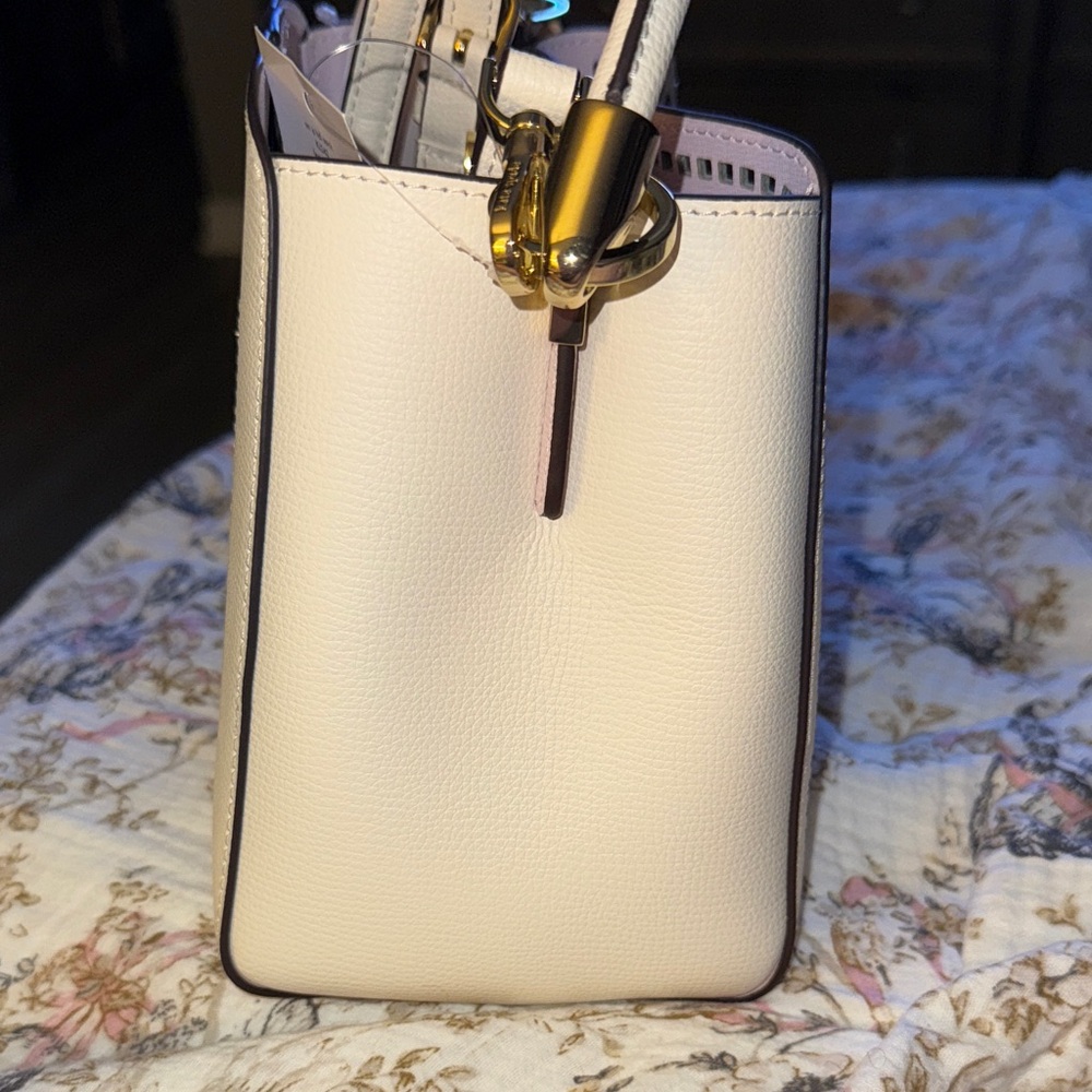 Kate Spade Cream Satchel with Floral and Butterfly Cutouts included cardholder - Picture 5 of 7